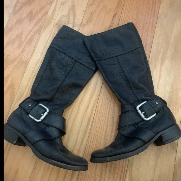 VINTAGE | Fossil Black Knee High 100% Leather boots - Picture 2 of 5